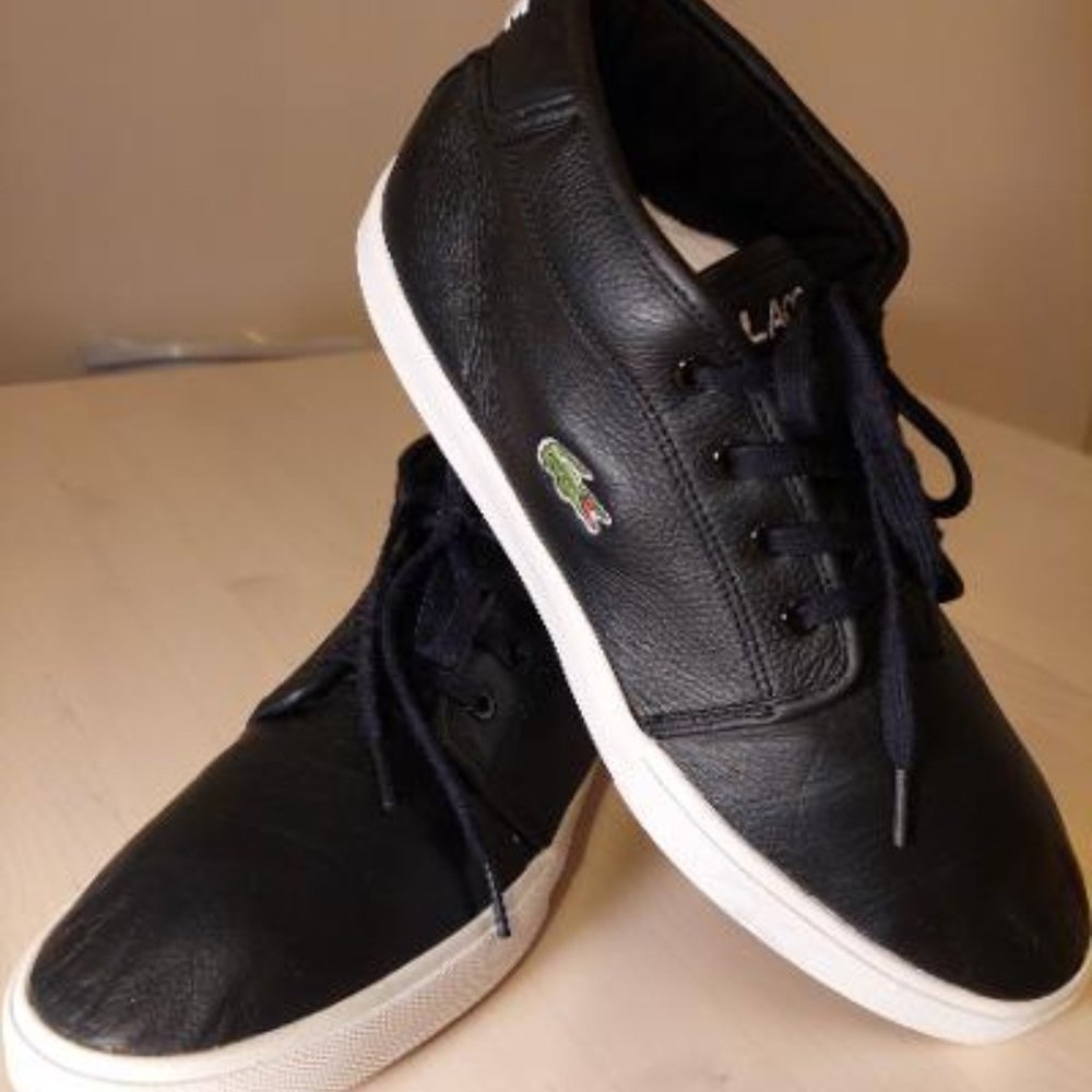 Men's Black Leather Lacoste Ortholite Sneakers